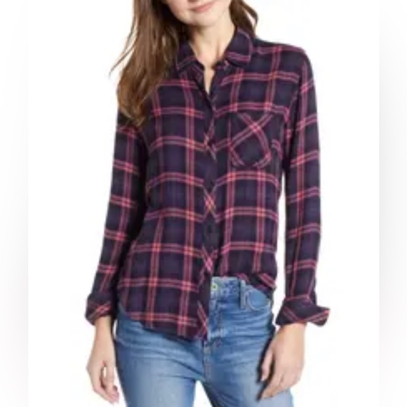 Rails Hunter Plaid Shirt-NAVY/ MAUVE-Size Small - Picture 1 of 7